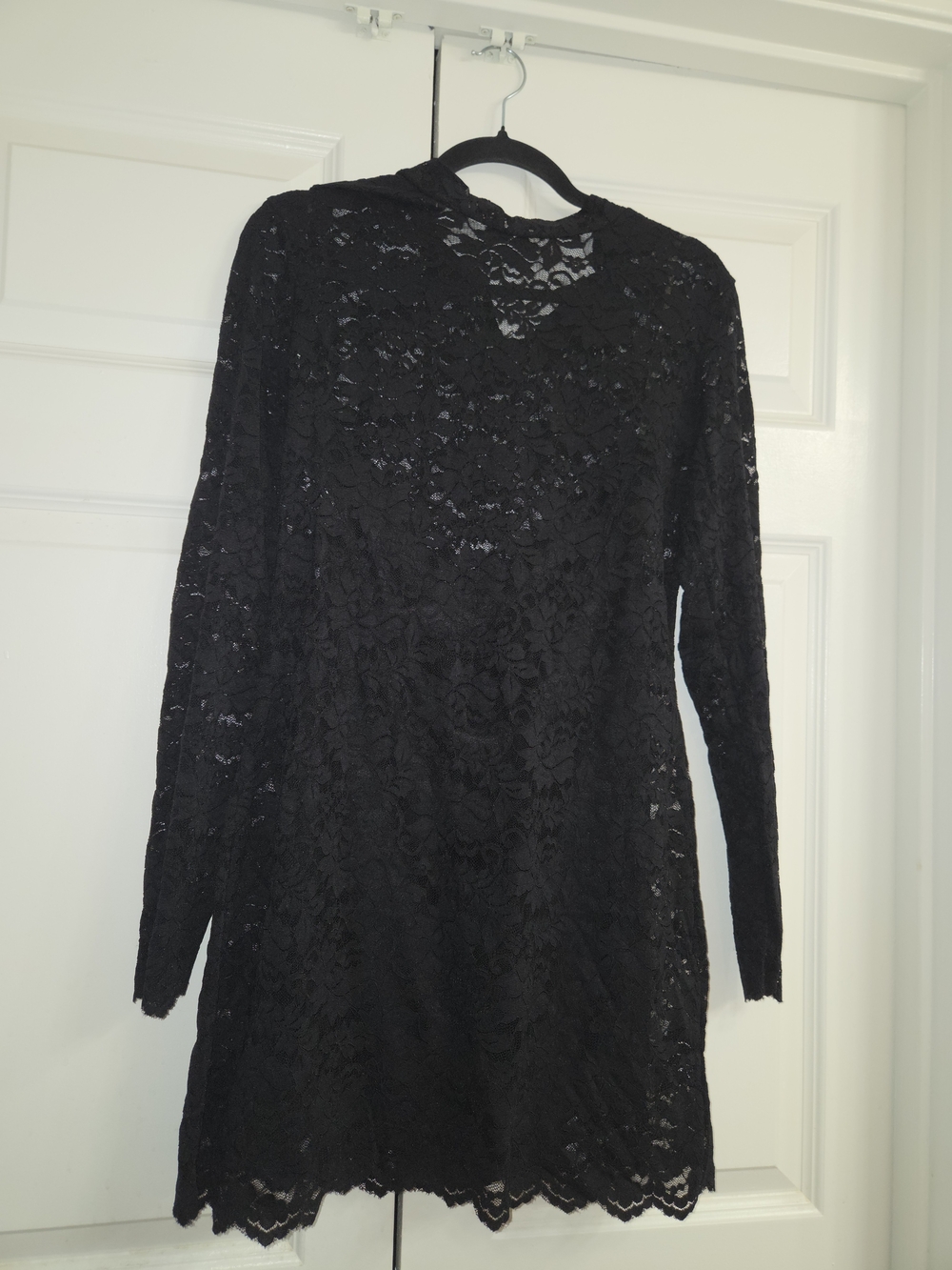 Black Lace Long Sleeve Dress - Women With Black Slip Underneath